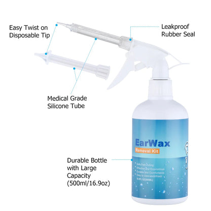 500Ml Ear Cleaner Kit Ear Wax Remover Plastic Bottle Ear Irrigation Washer Set for Adults Kids Ear Care Limpiador De Oidos