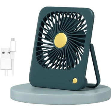 Desk Fan Small Portable USB Battery Rechargeable, Speeds 2000Mah Rechargeable Travel Fan with Max 24H Quiet Working, 180° Fold