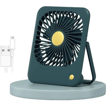 Desk Fan Small Portable USB Battery Rechargeable, Speeds 2000Mah Rechargeable Travel Fan with Max 24H Quiet Working, 180° Fold