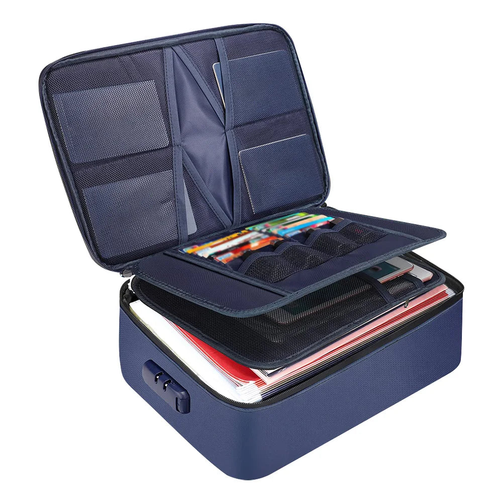 Fireproof Document Organizer with Lock Safe Storage Box Waterproof File Box for Important Documents Files and More