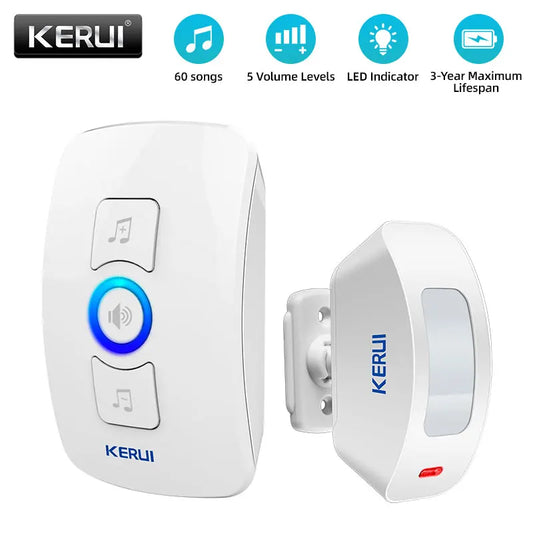 Wireless Doorbell with Motion Sensor Indoor with Sound Infrared Motion Detector Alarm Door Bell for Home Security Business Hotel