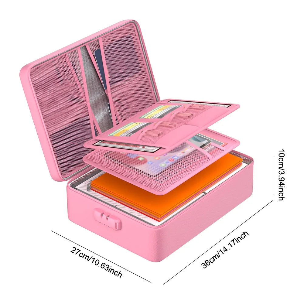 Fireproof Document Organizer with Lock Safe Storage Box Waterproof File Box for Important Documents Files and More