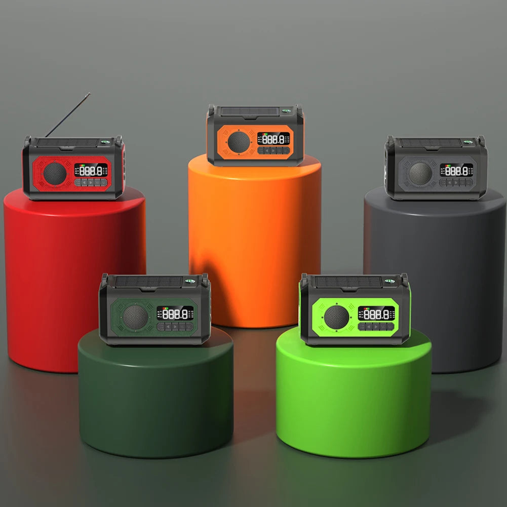 Emergency Weather Radio FM AM Hand Crank Solar Radio 2000/12000Mah Power Bank SOS Alarm with LED Flashlight for Camping Hiking