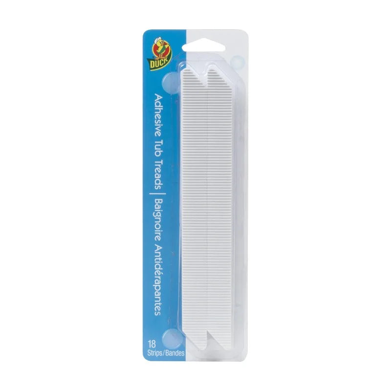 8.75" X 0.75" Adhesive Bathtub Treads, White, (18 Count)
