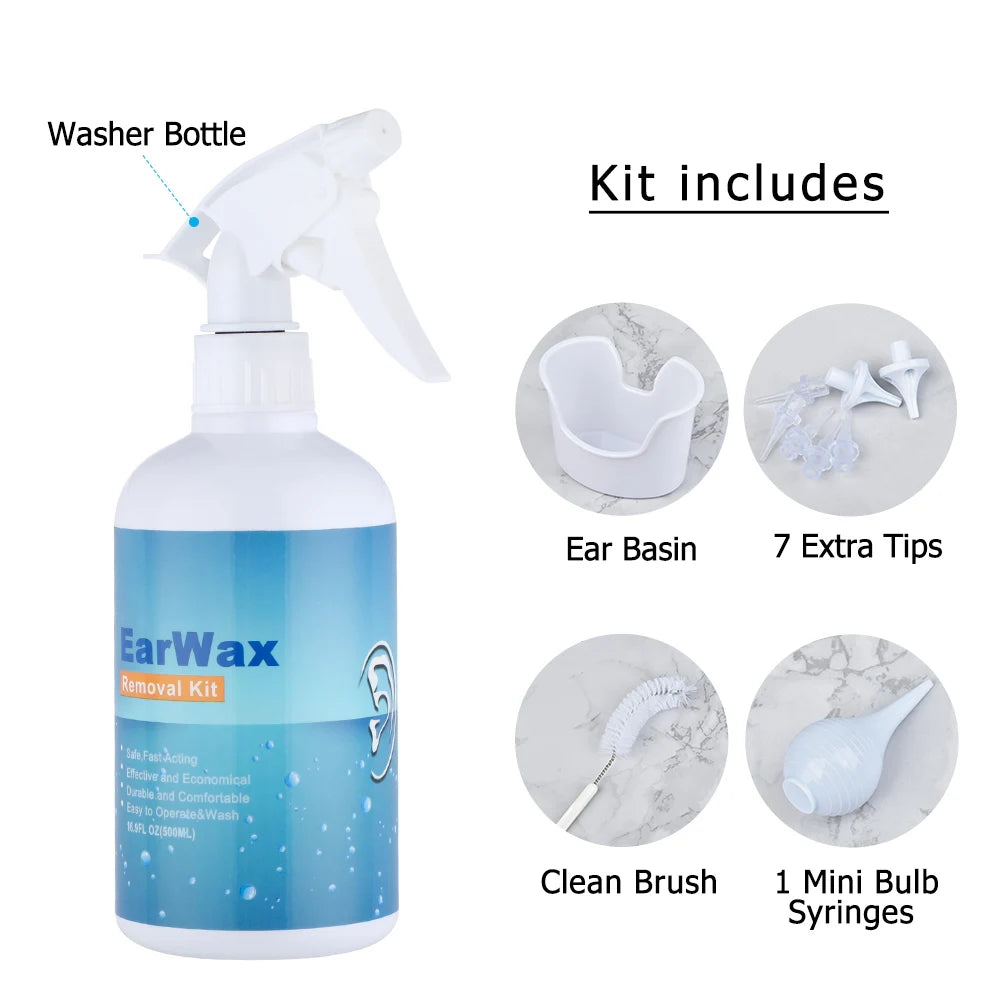 500Ml Ear Cleaner Kit Ear Wax Remover Plastic Bottle Ear Irrigation Washer Set for Adults Kids Ear Care Limpiador De Oidos
