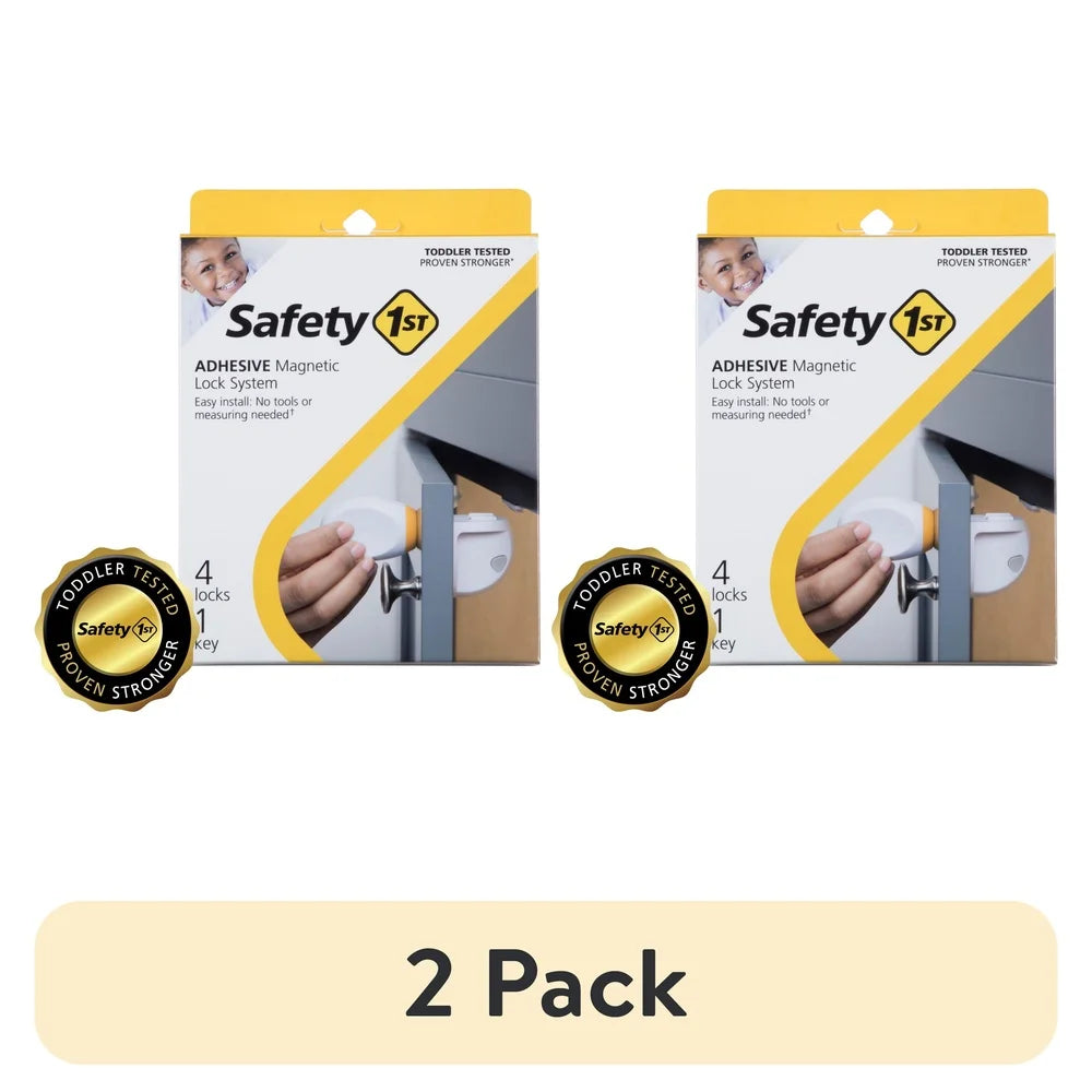 Adhesive Magnetic Lock System 4 Locks 1 Key Child Safety Cabinet Drawer Security Install Easy No Tools