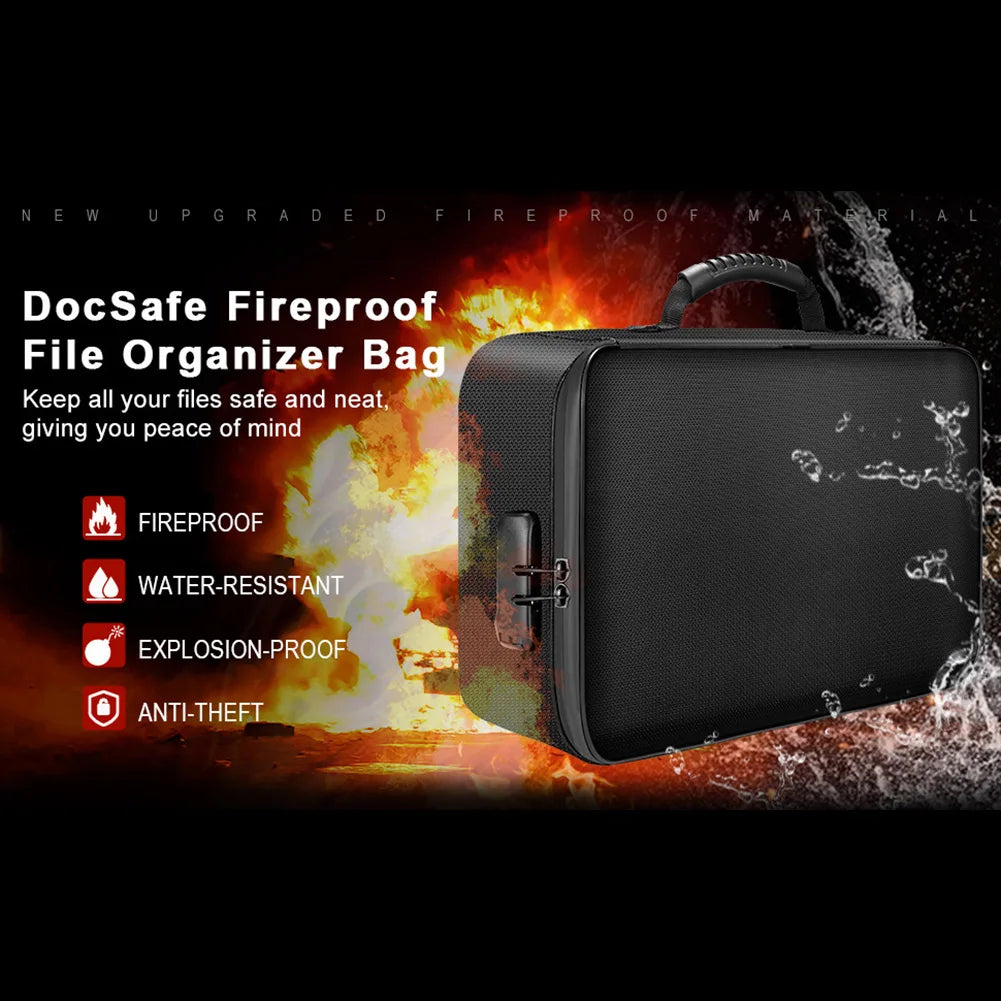 Fireproof Document Organizer with Lock Safe Storage Box Waterproof File Box for Important Documents Files and More