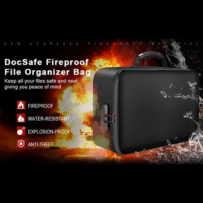 Fireproof Document Organizer with Lock Safe Storage Box Waterproof File Box for Important Documents Files and More