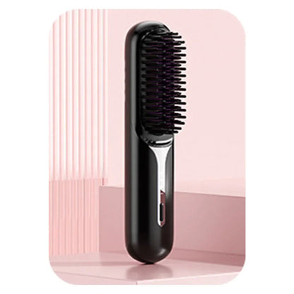 Wet Dry Hair Straightener Portable Hair Comb Cordless Hair Straightener Brush with Fast Heating Negative Ions for Fluffy Curly