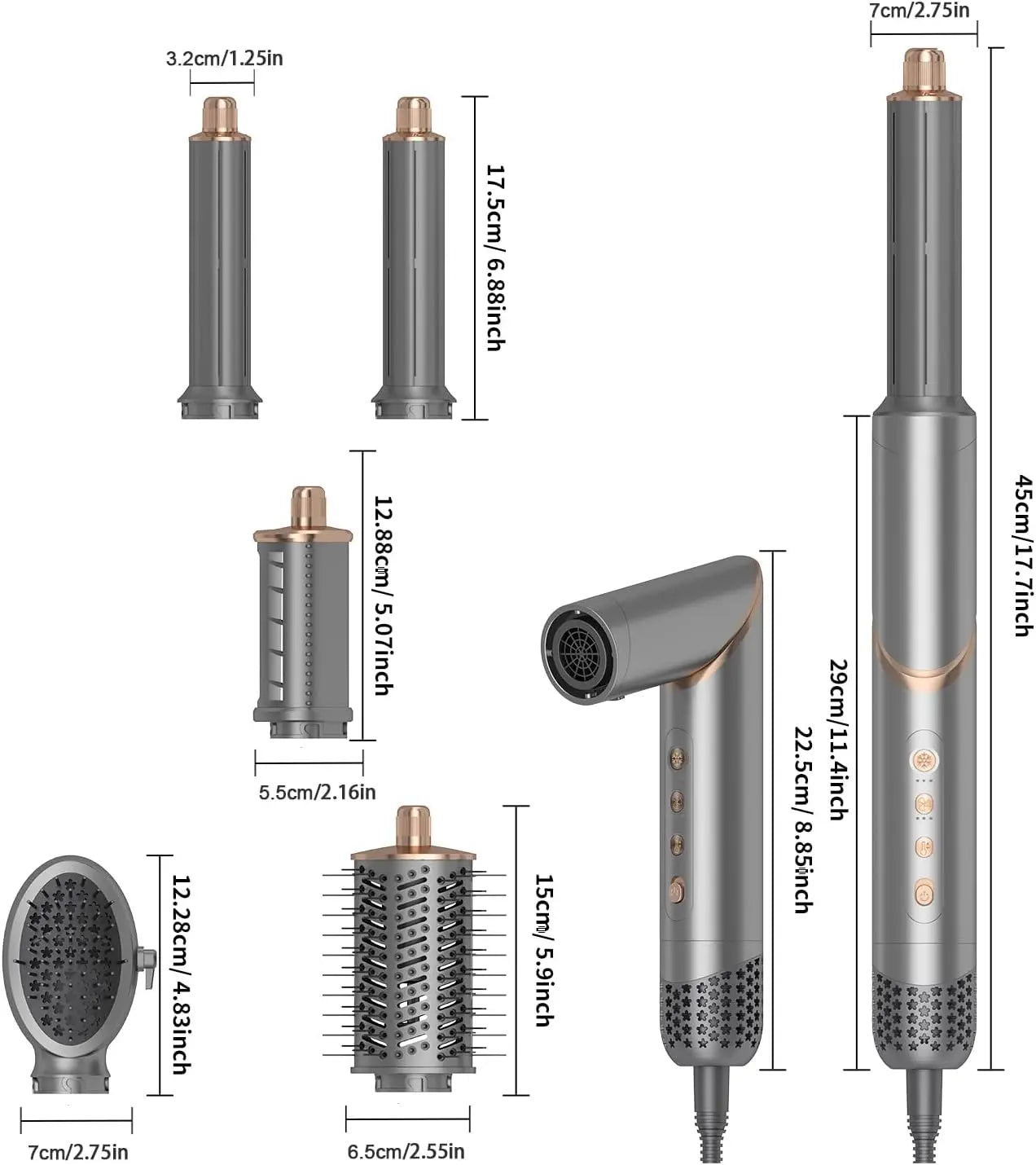 5 IN1 Hair Dryer Curling Iron Straightener Hair Brush Electric Hairdryer Folding Styling Comb Negative Ion Home Hot Air Comb Set