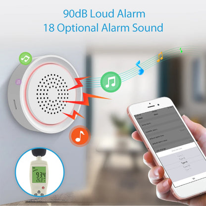USB Smart Sensor Siren 2.4Ghz Wifi Temperature Detector Tuyasmart App Remote Control Button Battery Powered Home Security Device