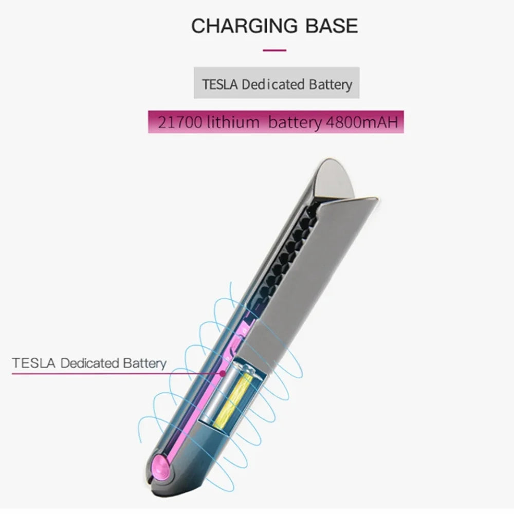 Portable Hair Straightener with Charging Base Wireless Straightening Iron Floading Plate and Comb PTC Hair Straightening Device