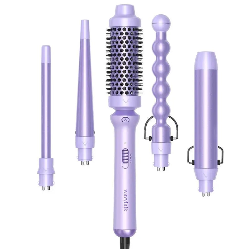 5-In-1 Ceramic Curling Iron Set - Fast Heating Wand (½" to 1¼" Barrels) with Thermal Brush & Dual Voltage Styling Tool