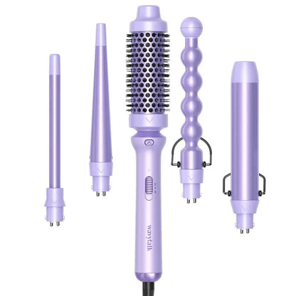 5-In-1 Ceramic Curling Iron Set - Fast Heating Wand (½" to 1¼" Barrels) with Thermal Brush & Dual Voltage Styling Tool