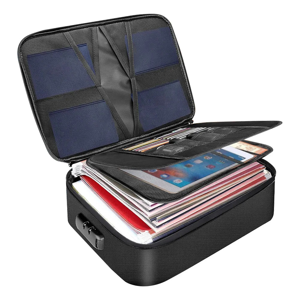 Fireproof Document Organizer with Lock Safe Storage Box Waterproof File Box for Important Documents Files and More