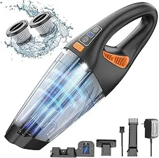 Handheld Vacuum Cordless, 18000Pa 160W Hand,30Min Car Vacuum Portable Cordless Rechargeable High Power Lightweight LED Light Fas