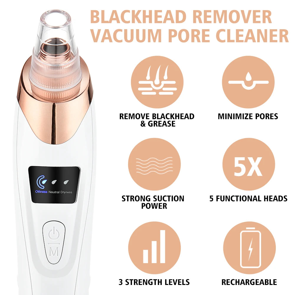 Electric Blackhead Remover Device Acne Pimple Black Heads Cleaner Machine Exfoliator Suction Facial Cleaning Pore Skin Care Tool