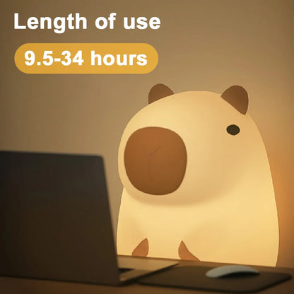 Capybapy Night Light, Animal Silicone Lamp, Pat Control Light, Touch Lamp, USB Charging, Bedside Lamp, for Kid Lovely Gifts
