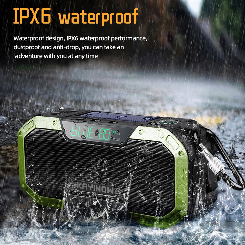 Solar Hand Crank Radio 5000Mah Power Bank Emergency Radio Bluetooth-Compatible SOS Alarm Super-Bright Flashlight for Outdoor