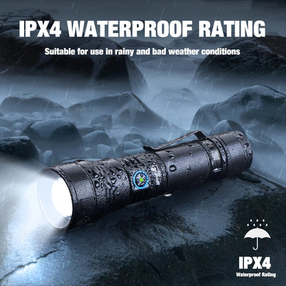 UF2 1500LM Zoomable Flashlight High Power 21700 USB-C Rechageable 550M Long Range Lamp with Magnet Power Bank Function
