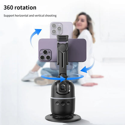 Auto Face Tracking Tripod 360° Rotation Auto Tracking Phone Holder Rechargeable Smart Shooting Stand for Tiktok Video Recording