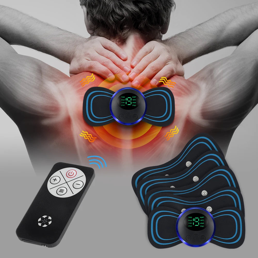 EMS Electric Neck Massager Back Shoulder Remote Control Leg Massage Pad Body Muscles Relaxation TENS Pads Fatigue Relief Patches