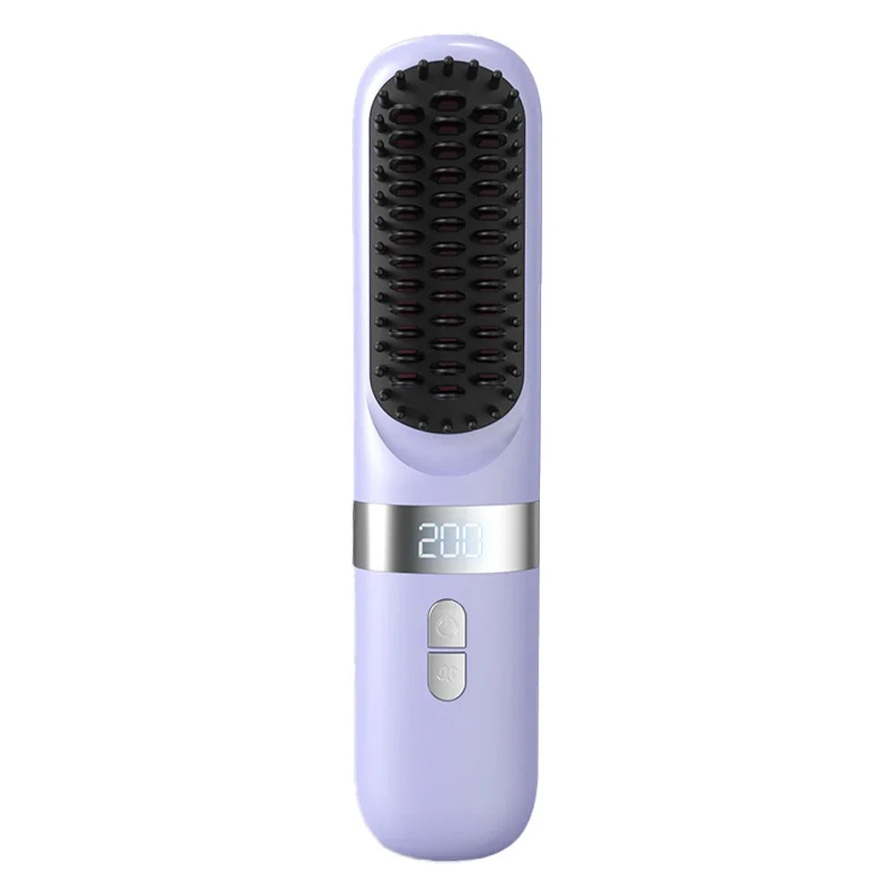 Wireless Hair Straightener Hot Comb Ceramic Heating Professional Electric Brush Smoot Hairstyle Iron Negative Ion Hair Care Comb