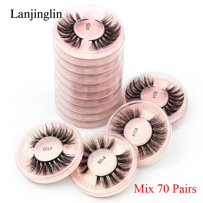 Mink Lashes Bulk Wholesale 10/50/100 Pairs 3D Mink Eyelashes Natural Fluffy False Eyelashes Pack Makeup Soft Thick Fake Lashes