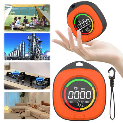 3 in 1 Portable Gas Detector Rechargeable CO Air Quality Monitor 120HR Standby CO Detector Alarm Temp Humidity Sensor for Travel