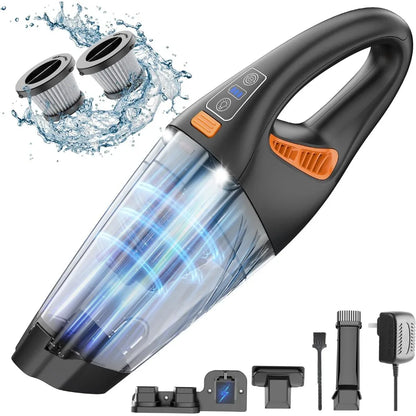 Handheld Vacuum Cordless, 18000Pa 160W Hand,30Min Car Vacuum Portable Cordless Rechargeable High Power Lightweight LED Light Fas