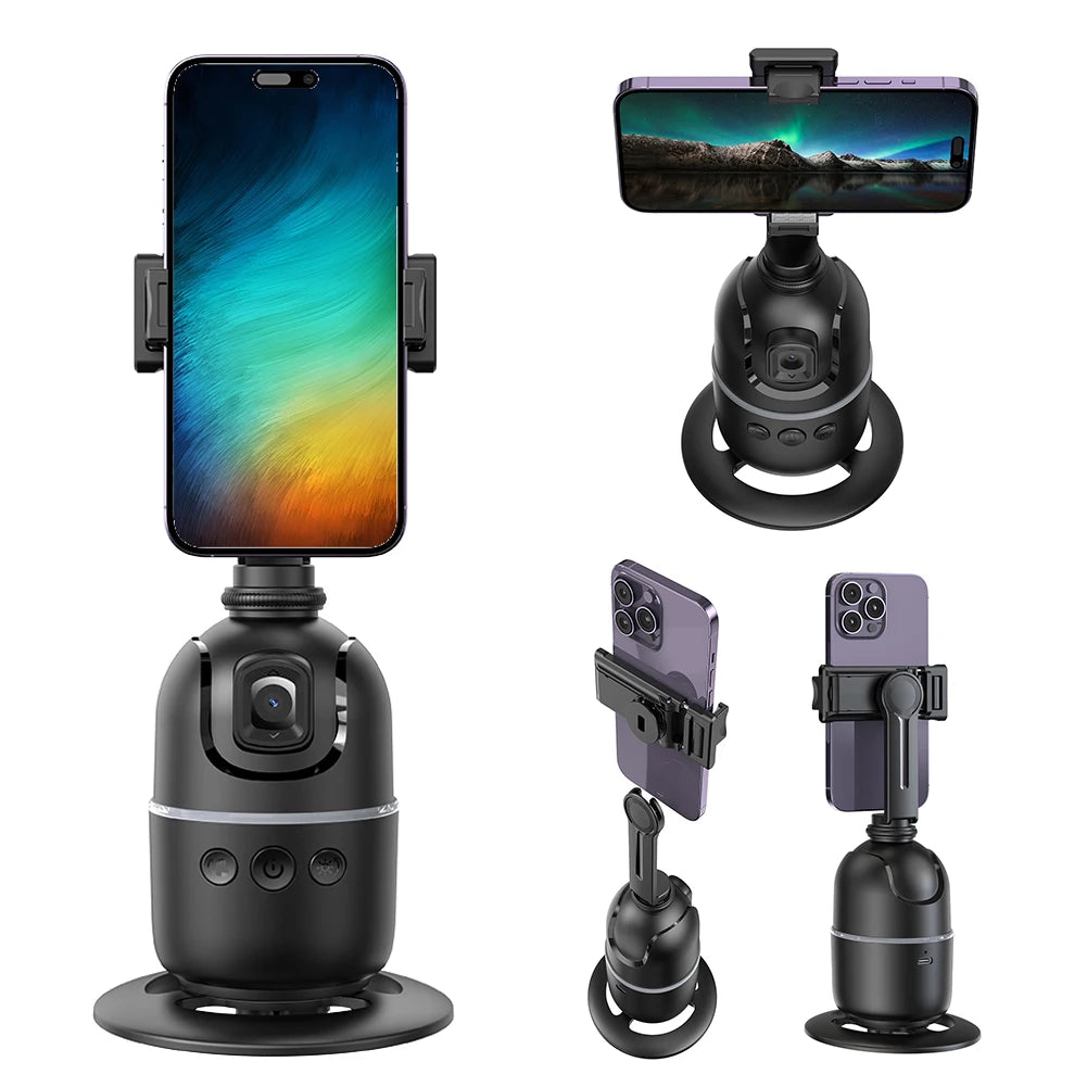 Auto Face Tracking Tripod 360° Rotation Auto Tracking Phone Holder Rechargeable Smart Shooting Stand for Tiktok Video Recording