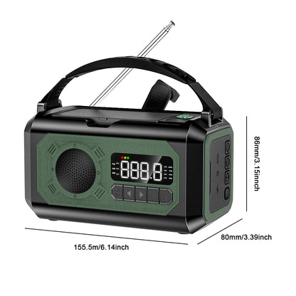 Emergency Weather Radio FM AM Hand Crank Solar Radio 2000/12000Mah Power Bank SOS Alarm with LED Flashlight for Camping Hiking