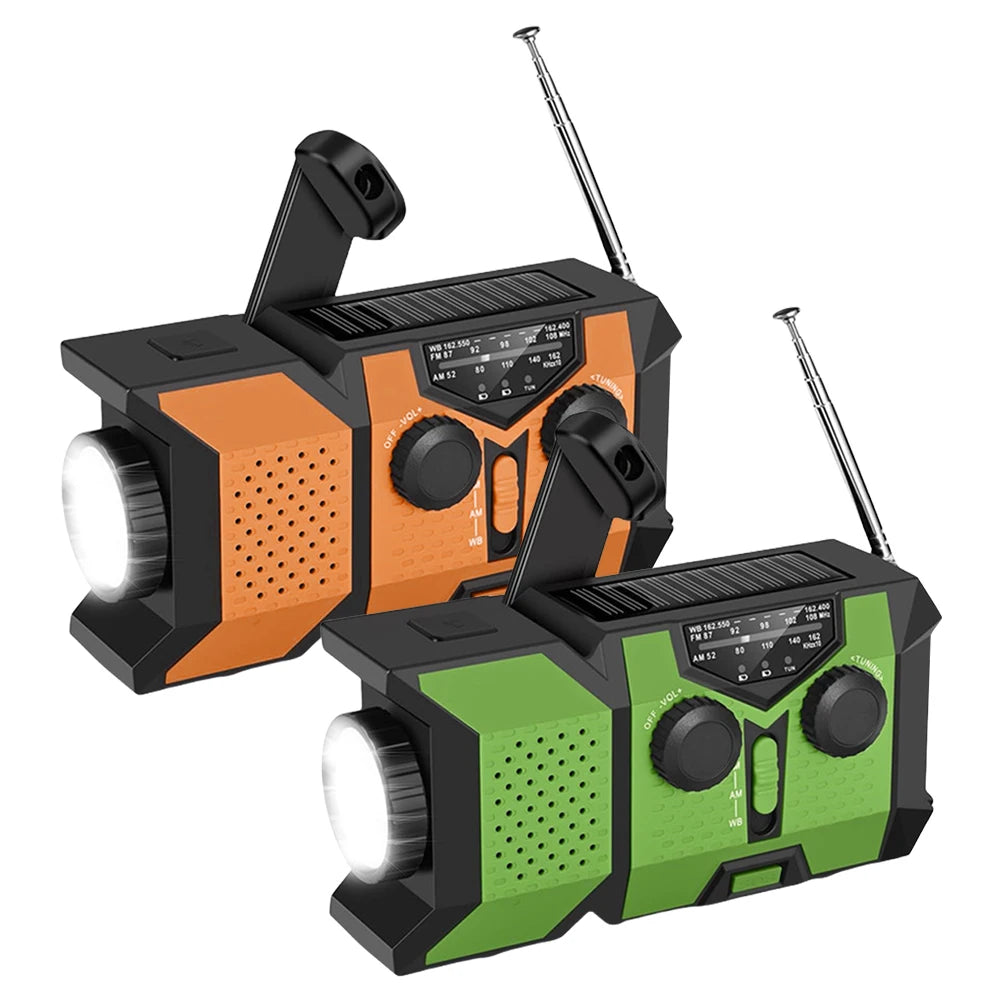 Hand Crank Emergency Radio AM/FM/WB Weather Radio with Power Bank SOS Flashlight Portable Radio for Indoor Outdoor Emergencies