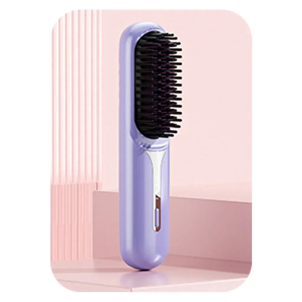 Wet Dry Hair Straightener Portable Hair Comb Cordless Hair Straightener Brush with Fast Heating Negative Ions for Fluffy Curly