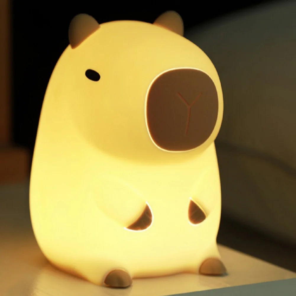 Capybapy Night Light, Animal Silicone Lamp, Pat Control Light, Touch Lamp, USB Charging, Bedside Lamp, for Kid Lovely Gifts