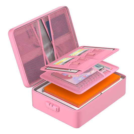 Fireproof Document Organizer with Lock Safe Storage Box Waterproof File Box for Important Documents Files and More