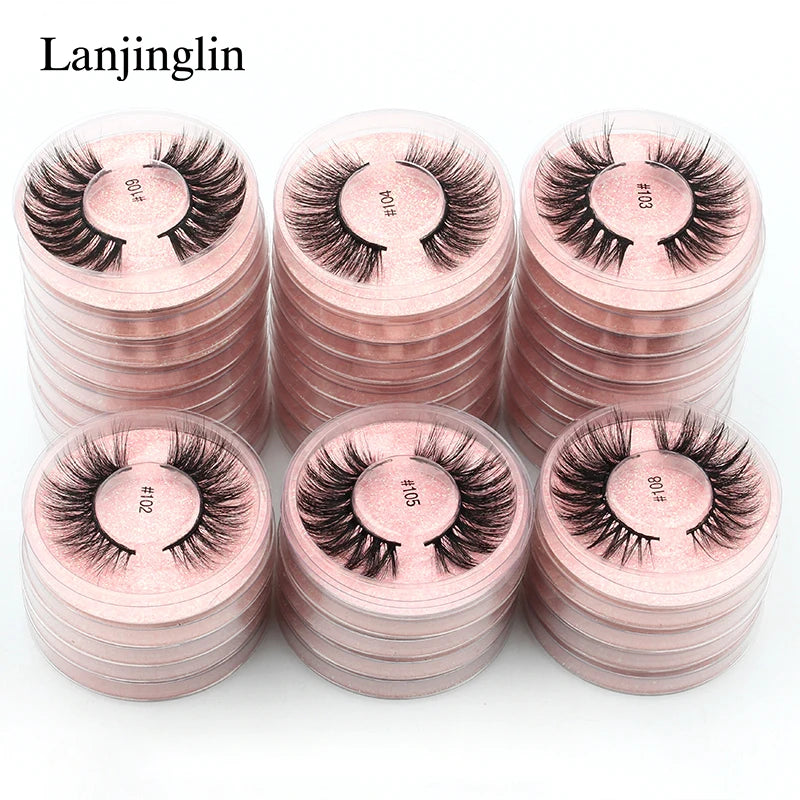 Mink Lashes Bulk Wholesale 10/50/100 Pairs 3D Mink Eyelashes Natural Fluffy False Eyelashes Pack Makeup Soft Thick Fake Lashes