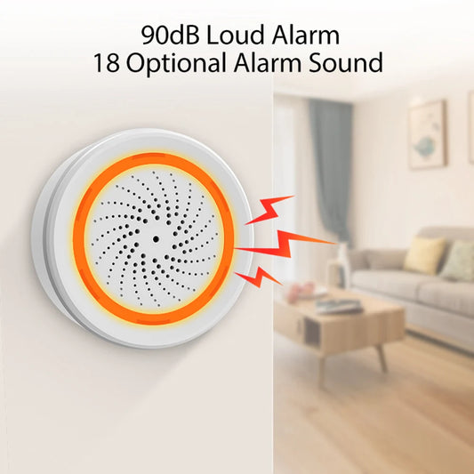 Tuya Zigbee USB Sound Light Sensor Smart Alarm Siren Offers 90Db Security Protection and Remote Control System
