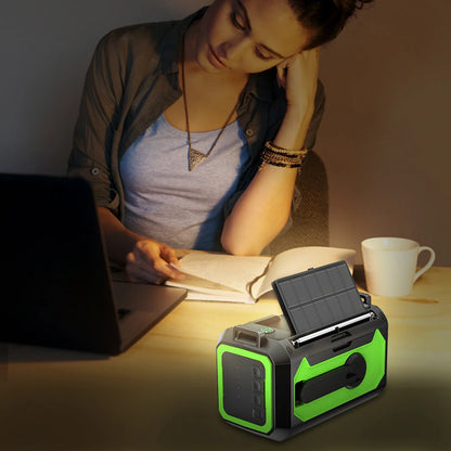 Emergency Weather Radio FM AM Hand Crank Solar Radio 2000/12000Mah Power Bank SOS Alarm with LED Flashlight for Camping Hiking