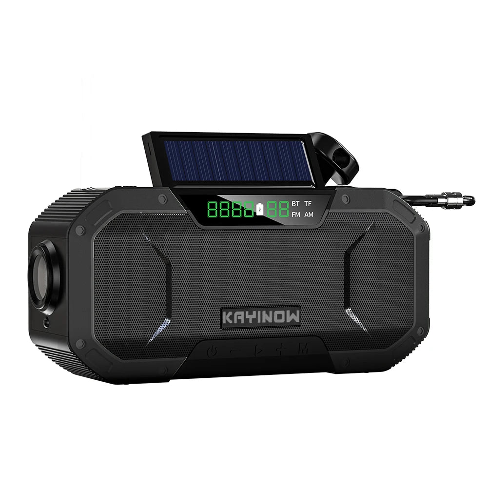 Solar Hand Crank Radio 5000Mah Power Bank Emergency Radio Bluetooth-Compatible SOS Alarm Super-Bright Flashlight for Outdoor