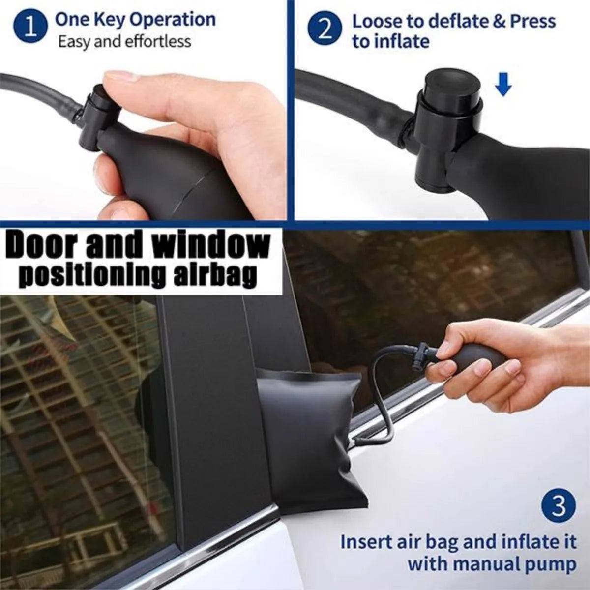 18PCS Car Door Tool Kit Inflatable Air Pump Auto Window Door Open Fixing Gripper Tools Long Reach Kits with Carrying Bag