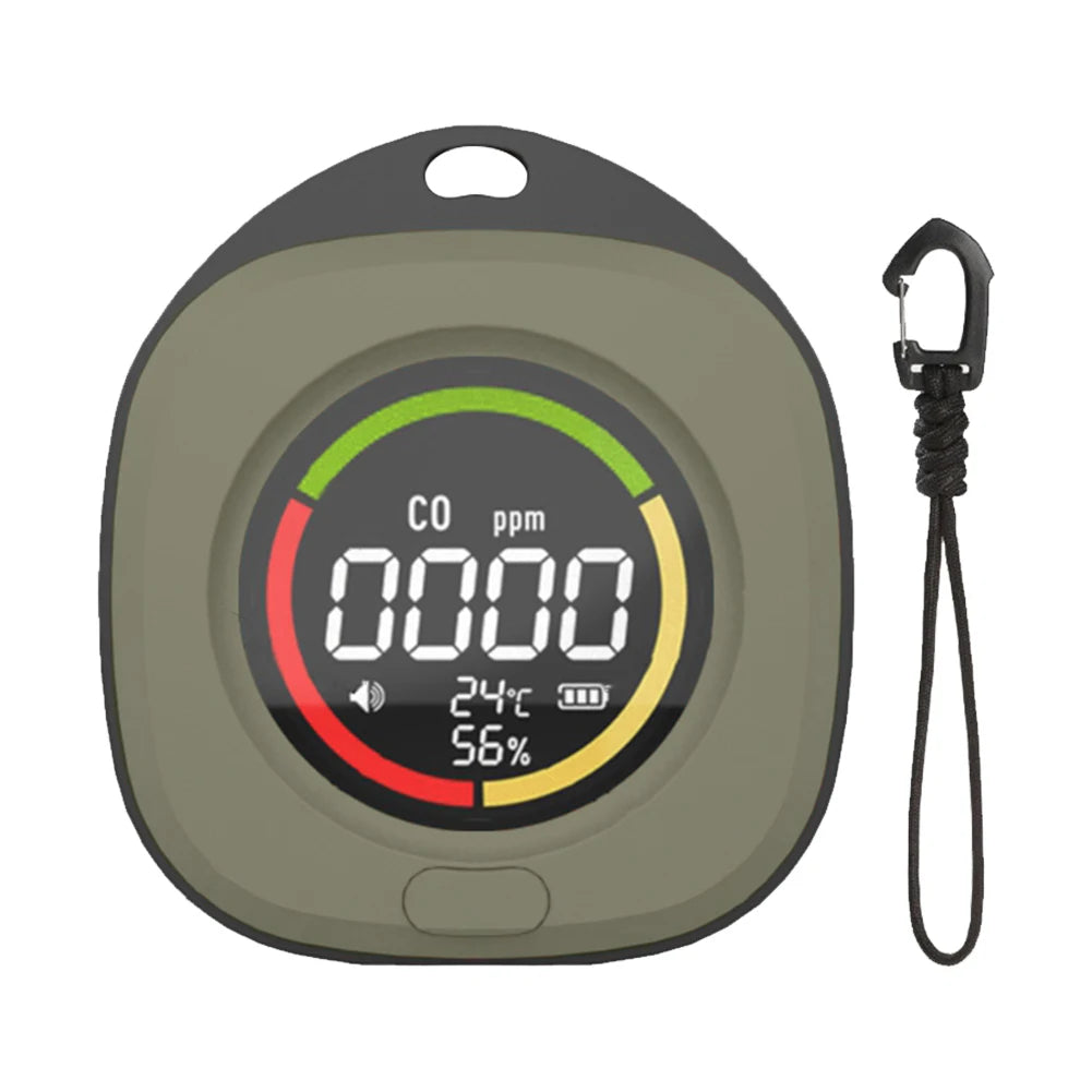3 in 1 Portable Gas Detector Rechargeable CO Air Quality Monitor 120HR Standby CO Detector Alarm Temp Humidity Sensor for Travel