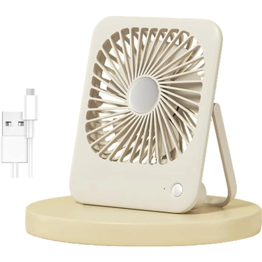 Desk Fan Small Portable USB Battery Rechargeable, Speeds 2000Mah Rechargeable Travel Fan with Max 24H Quiet Working, 180° Fold