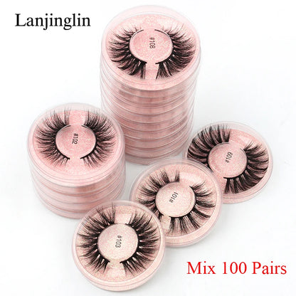 Mink Lashes Bulk Wholesale 10/50/100 Pairs 3D Mink Eyelashes Natural Fluffy False Eyelashes Pack Makeup Soft Thick Fake Lashes