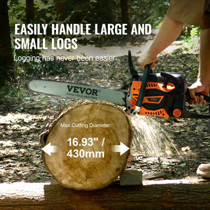 Gas Chainsaw 52CC 18"2.55HP Handheld Cordless Petrol Chainsaw for Tree Wood Branch Farm Garden Ranch Forest Cutting Use