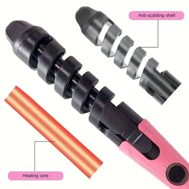 Portable Spiral Anti-Scald Curling Iron Hair Curler Wand Electric Curling Iron Ladies Gift