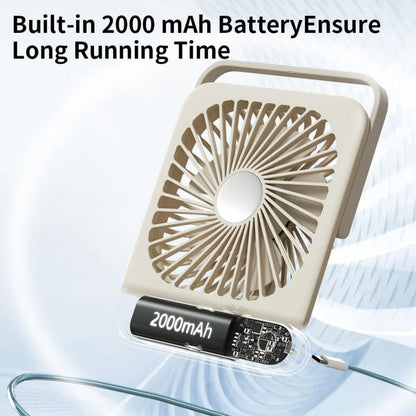 Desk Fan Small Portable USB Battery Rechargeable, Speeds 2000Mah Rechargeable Travel Fan with Max 24H Quiet Working, 180° Fold