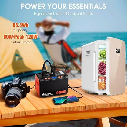 Best-Sellinghome.Power Station 88Wh, Solar Generator Power Bank with 110V AC DC USB Ports LED Flashlight for Camping Home Emerge