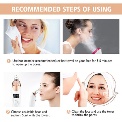 Electric Blackhead Remover Device Acne Pimple Black Heads Cleaner Machine Exfoliator Suction Facial Cleaning Pore Skin Care Tool