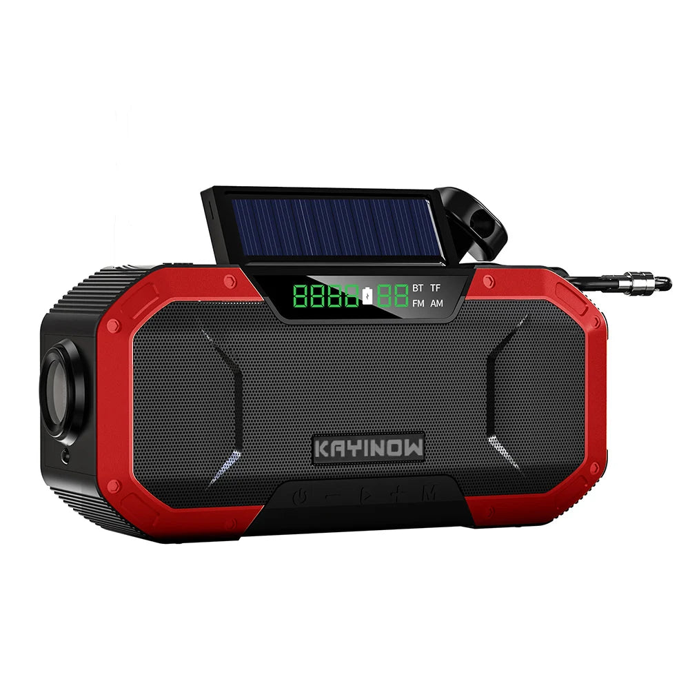 Solar Hand Crank Radio 5000Mah Power Bank Emergency Radio Bluetooth-Compatible SOS Alarm Super-Bright Flashlight for Outdoor